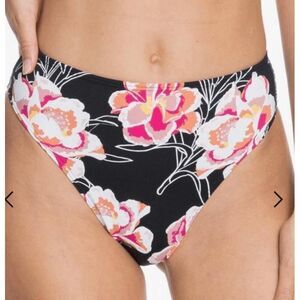 Roxy Large black floral Printed Beach Classics High Waist Bikini Bottoms